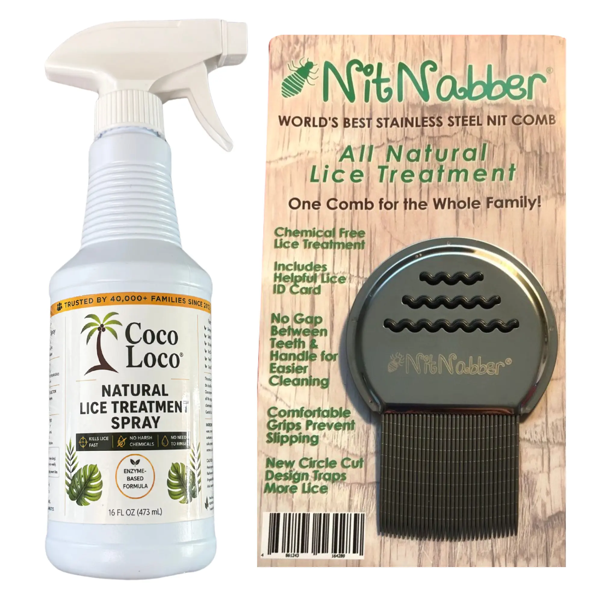 COCO LOCO NIT KIT: 16 OZ. COCO LOCO ALL NATURAL LICE TREATMENT-NITNABBER PROFESSIONAL LICE COMB