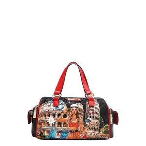 Nicole Lee USA Martha Travels Italy Wide Handbag with Rhinestones