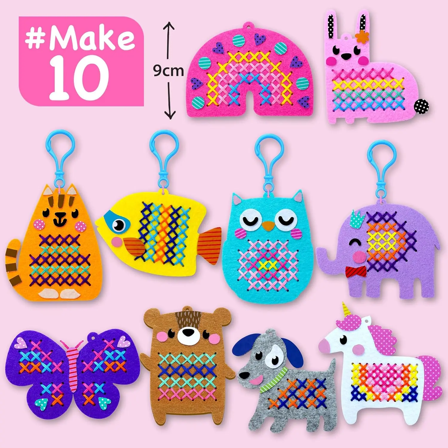 Kids' Beginner Needlepoint Cross Stitch Kit (Ages 5-8) - DIY Arts & Crafts Starter Set with Jumbo Plastic Needles, Pre-Printed Patterns, Step-by-Step Instructions