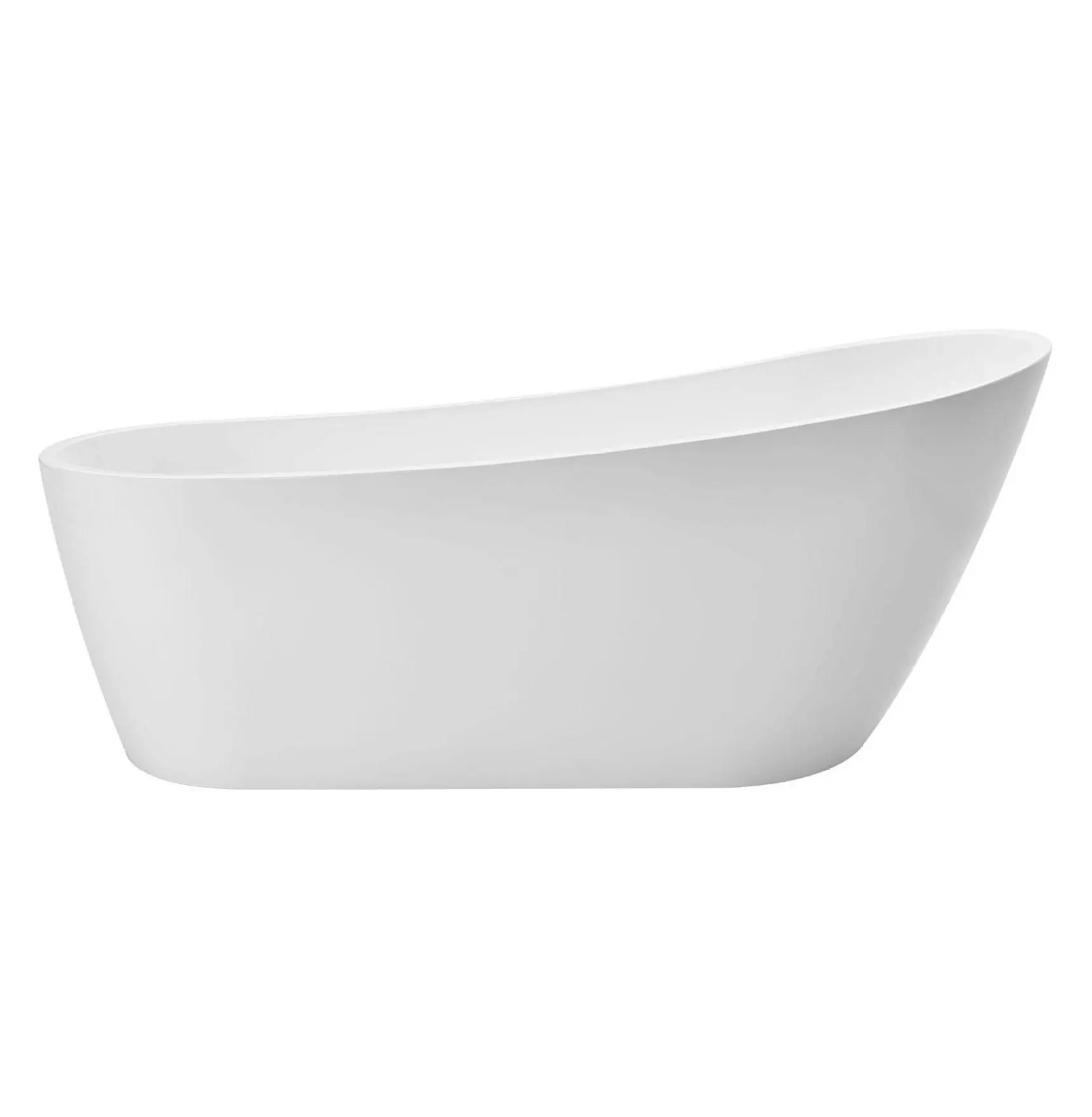 Acrylic Freestanding Bathtub 67 Inch, White Oval Soaker Tub with Brushed Nickel Drain & Overflow, Modern Stand Alone Bathtub for Bathroom Remodel Default