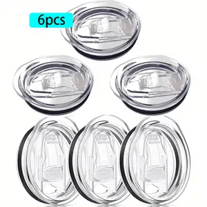 6-Pack 20 oz Tumbler Lid, Replacement Lids Compatible for 20 oz Tumbler, Travel Mug, Spill Proof Splash Resistant Silicone Sliding Covers, Straw Friendly, BPA Free
