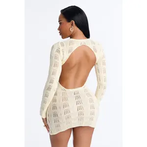 Caira Backless Crochet Mini Dress - Cream