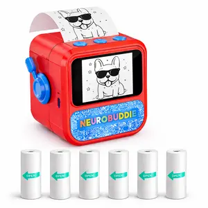 AI Sticker Box Printer for Kids, Voice-to-Sticker, Magic Thermal Sticker Maker with Display, Inkless Portable Mini Printer for Coloring Creative DIY Fun, 6 Rolls Paper Included