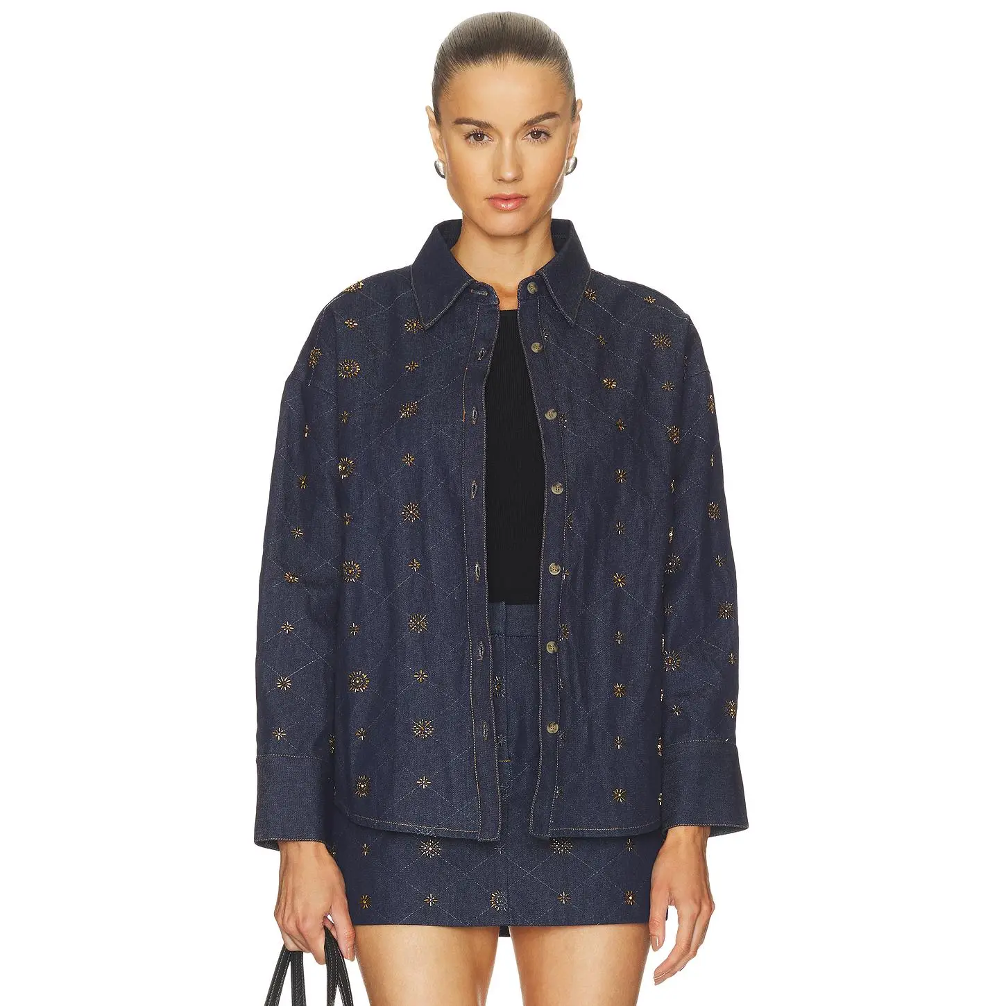 Line & Dot Attina Shacket in Light Blue