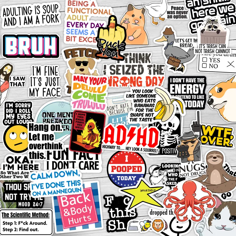 130/200 PCS Funny Saying Sticker Pack - Snarky, Sarcastic Bold Humor Vinyl Waterproof Meme stickers for laptop, computer, water bottle, ipad, phones bumper