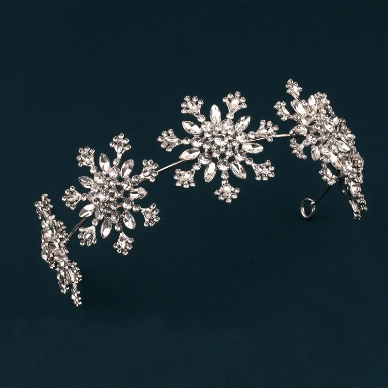 European Style Snowflake Bridal Headband Veil - Wedding Hair Accessory, Crown Headdress for Wedding Gown Stage Dressing
