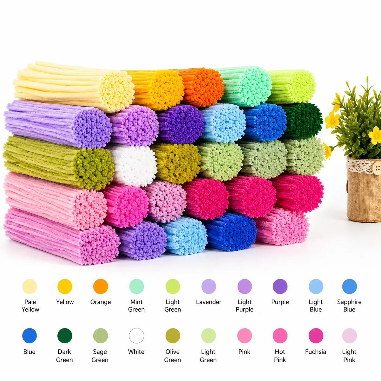 Pipe Cleaner Flower Kit, 500PCS 20-Colors Chenille Stems with Floral Tape, Flower Pipe Cleaners ,Floral Wire, Flower Stems & Glue, DIY Flower Making Craft Kit, Bouquet Accessories for Beginners, Handmade Flowers, Floral Arrangement, School Projects