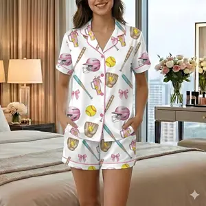 Softball pajamas set, gift for friends, gift for her, set for women, Loungewear set women, sleepwear fashion