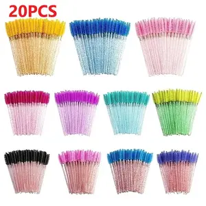 Disposable Eyelash Brush, 20pcs/set Crystal Handle Eyelash Spoolie Brush, Portable Eyelash Brush, Professional Makeup Tools for Women