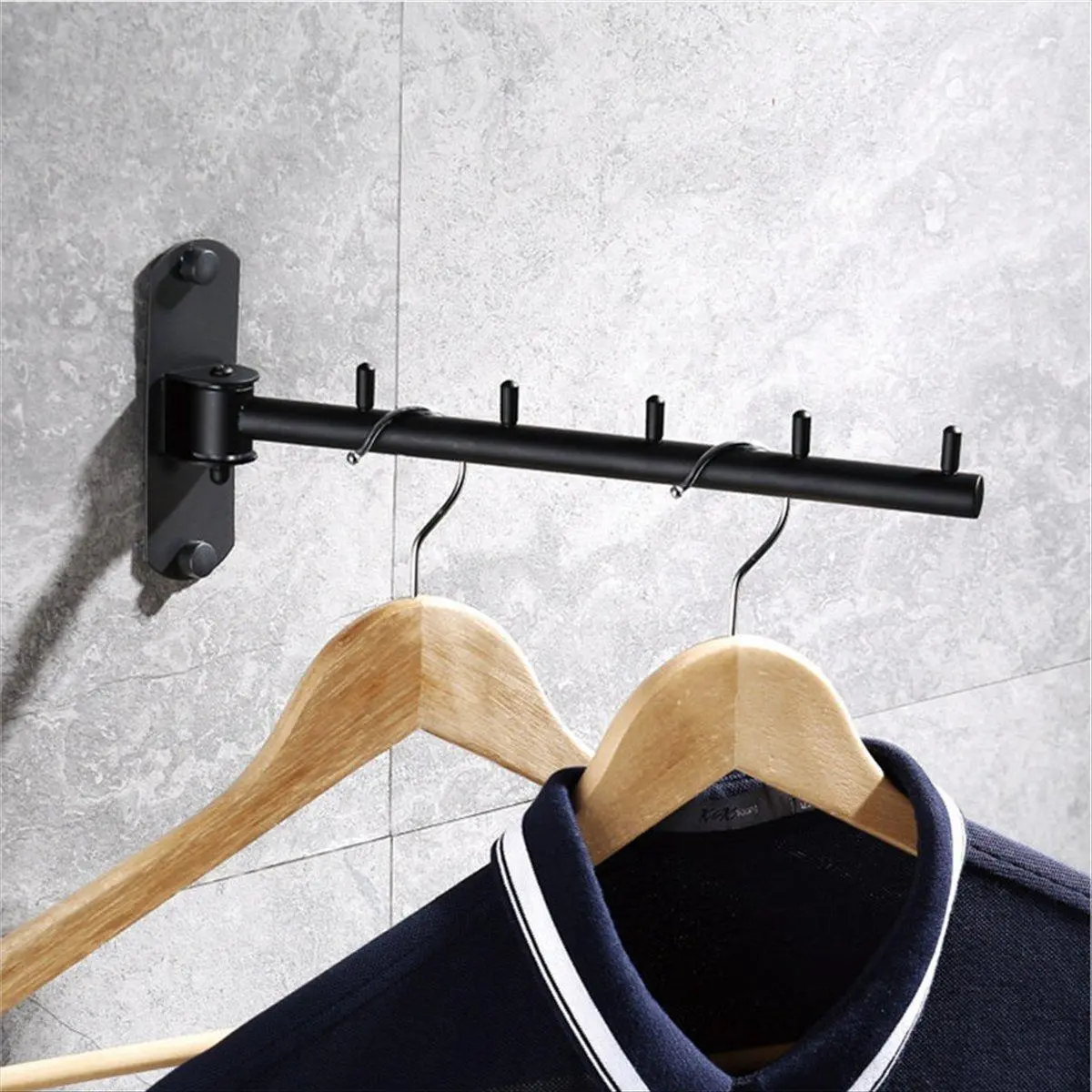 Stainless Steel Rust-Resistant Foldable Laundry Wall Hanger Rack - Retractable, Compact, Rotatable, Eco-Friendly, Space-Saving, 28.2x12x4.1cm, Indoor/Balcony Bathroom Metal-Toned Home Supply with Accessories