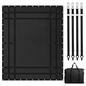 【fathersdaygift】VEVOR Cargo Net,96 in x 81 inHeavy Duty Truck Cargo Net for Truck Bed4 Adjustable Straps with Carabiners and Rubber Coated HooksDurableSuitable for PickupJeepTruckSUVBoat (Black), Weatherproof, Carabiner Hook, Durable Tie Downs