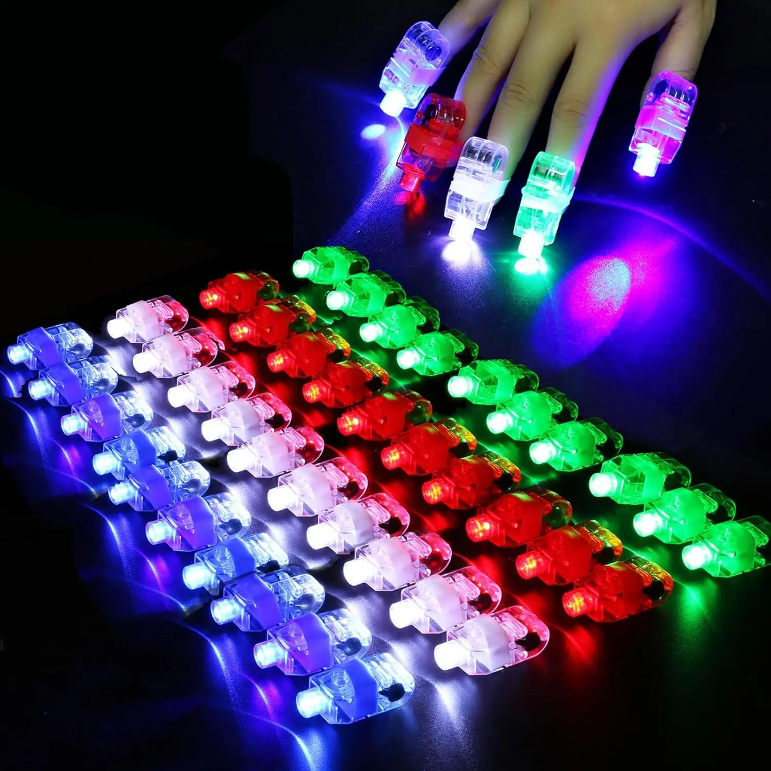 40 Pcs Battery-Powered LED Finger Ring Lights, Mini Finger Lamps, Glow-in-the-Dark Party Supplies for Rave Concerts