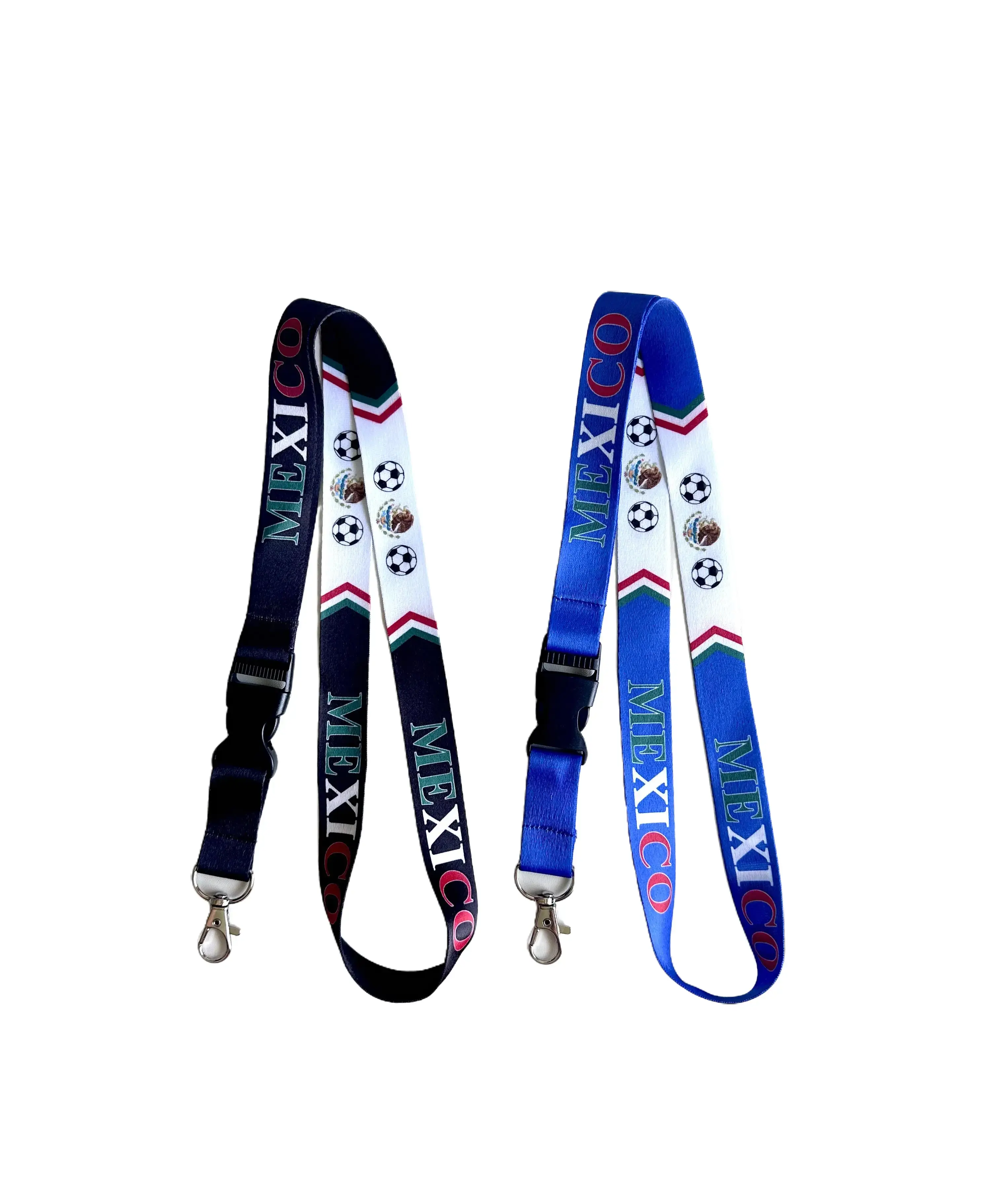 Mexico Soccer Team Theme ID Card Lanyard for Enthusiasts - 1 Size, Detachable Buckle & Hook, Name Tag Accessory, Free ID Badge Holder, 2 Color Options (Black/Blue), Football Fashion, Event Accessory
