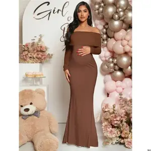 For Shoulder - Women Pregnant Loomaby Off Fishtail Baby Shower Dress Maternity