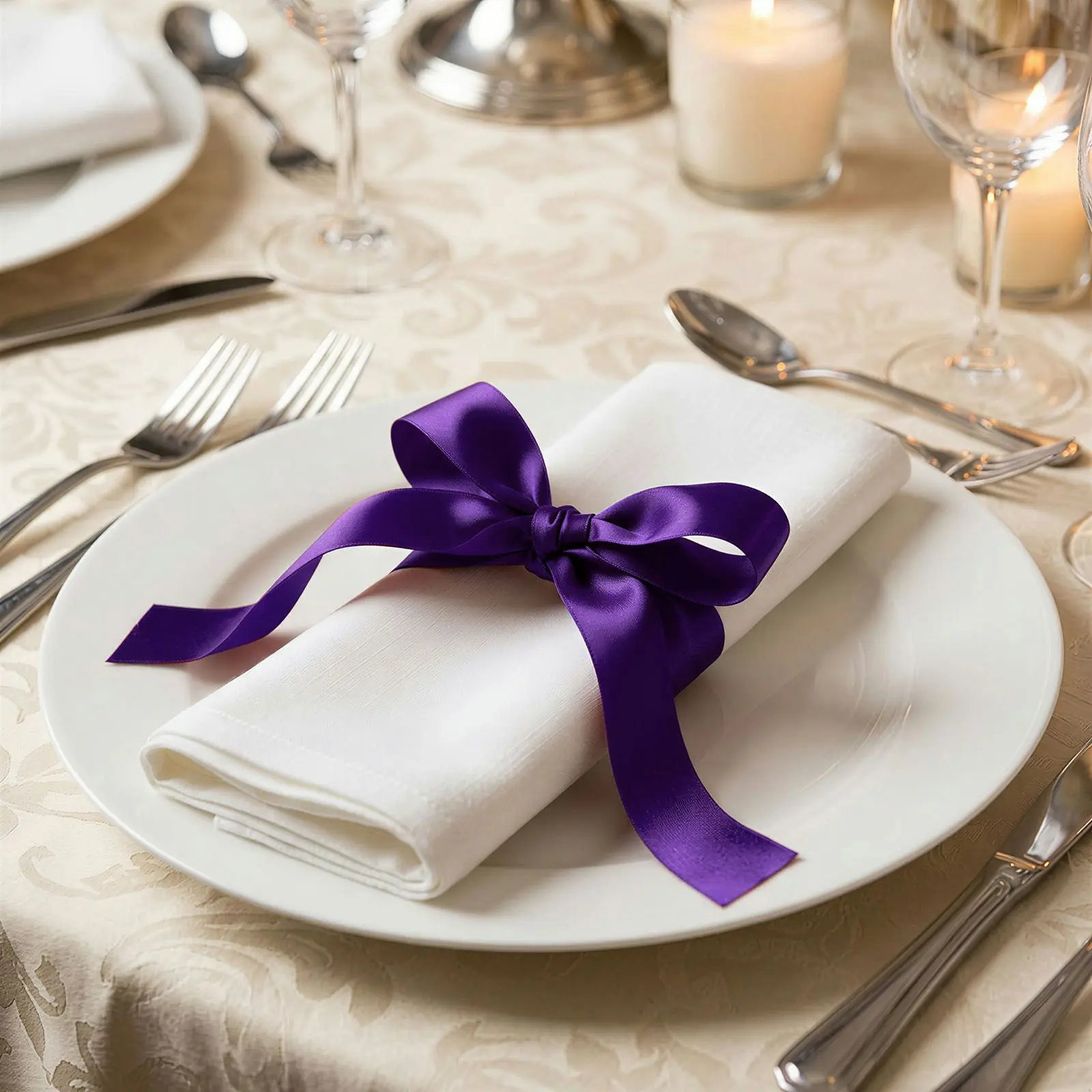 Satin Ribbon Roll 1" x 100 Yards Purple – Single Face Decorative Craft Ribbon