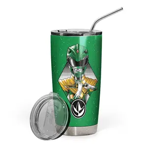 Green Hero Helmet 20oz 40oz Tumbler with Dagger Graphic Retro 90s Sci-Fi Armor Travel Cup Stainless Steel Insulated Mug Gift