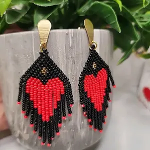 Valentine Red Beaded Earrings