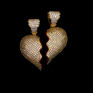 Gold Diamond Half Heart Pendant