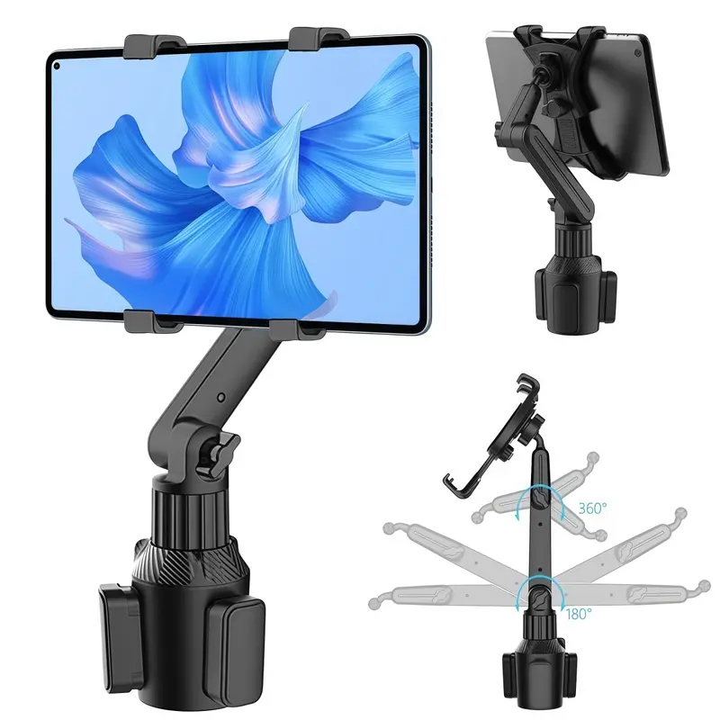 360-Degree Rotatable Car Cellphone & Tablet Mount Cup Holder Stand, Universal Cradle Accessory for 4.7-11.8'' iPhone, iPad Pro/Mini/Air, Samsung Devices, Tablet Car Holder, Automotive Phone Holder, Multifunctional Phone Holder