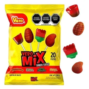 Vero Mix Banda Intensa - Spicy And Acidulated Lollipop Mix, Strawberry, Mango or Watermelon / 20 & 40 Pieces Bag /