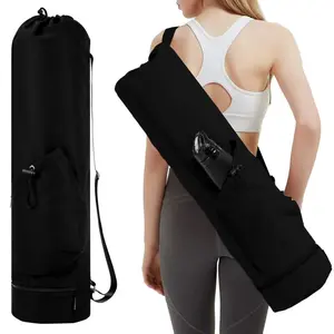 Multifunctional Yoga Mat Backpack with Water Bottle Side Pouch, Adjustable Shoulder Strap, Gym Pilates Dedicated Storage Bag