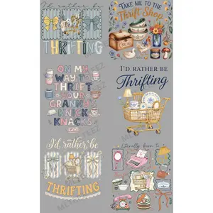 I'D RATHER BE THRIFTING (1) PREMADE GANGSHEET - 22X36 DTF TRANSFERS - DIRECT TO FILM