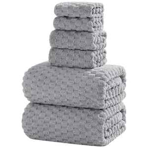 NALIVO Oversized Bath Towels 40x80 Inches Extra Large Bath Sheets for Adults Quick Dry Highly Absobent Microfiber Shower Towels- Includes 2 Bath Towels2 Hand Towels2 Washcloths(Gary6PCS)