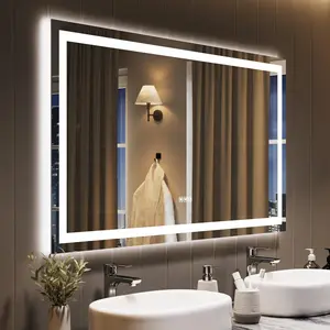 45x30 LED Bathroom Mirror with Lights, Backlit + Front Lit, Dimmable, Anti-Fog, Lighted Bathroom Vanity Mirror for Wall, Memory Function, Shatter-Proof (Horizontal/Vertical)