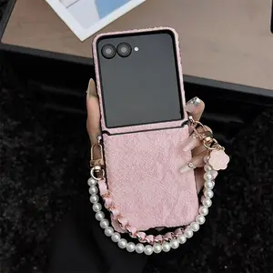 Snake Pattern PU Leather Phone Case with Flower Charm for Samsung Galaxy Z Flip 7 6 5 4 - Hinge Protection for Flip7 Flip6 Flip5
