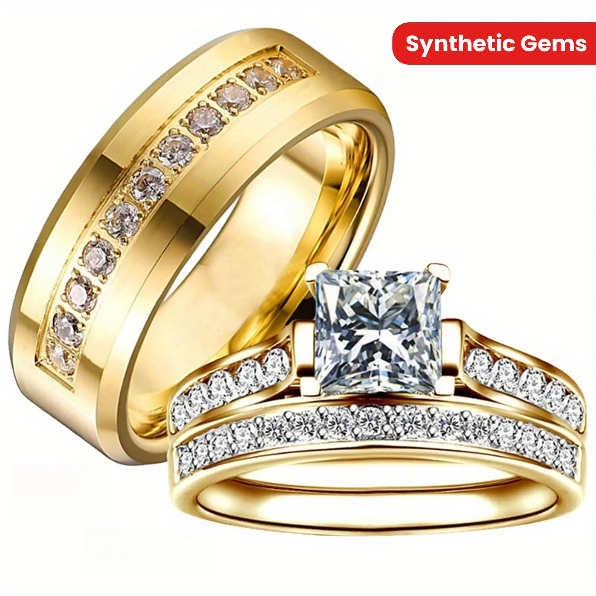 Luxury couple's ring set-His & Hers engagement & wedding bands, elegant business style