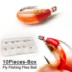 Fly Fishing Flies 10Pcs(with Flies Box) Scud Nymph Red Bait Aritificial Dry Bait for Fishing Trout/Bass fishing for fishing