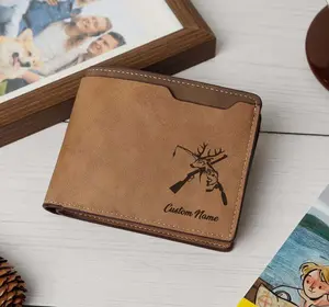 Woodland Deer Hunting Graphic Personality Handmade Wallet – Laser Engraved on Leather, Unforgettable gift for your lover, father Personality Handmade Wallet – Laser Engraved on Leather, Unforgettable gift for your lover, father