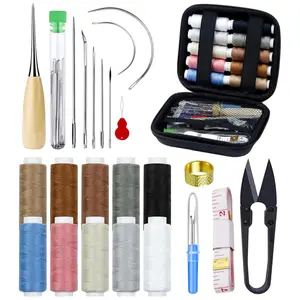 47PCS Upholstery Repair Sewing Kit, Heavy Duty Sewing Kit with Sewing Awl, Seam Ripper, Leather Hand Sewing Stitching Needles, Sewing Thread for Car Sofa Backpack Shoe, Craft DIY