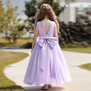 Flower Girls Dress Wedding Satin Dresses Princess Birthday Party Elegant Ball Gown Girls Prom Dress