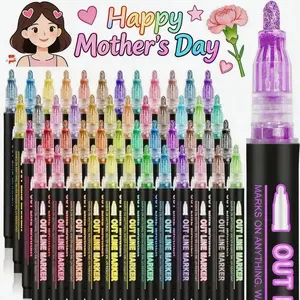 Petit Bits Metallic Outline Markers, 12-Color Double Line Self-Outline Pens, Shimmer Silver Markers for Journaling, Scrapbooking, DIY Crafts, & Card Making - Non-Toxic, Quick-Dry, Multi-Surface Art Supplies tiktokshopspringglowup