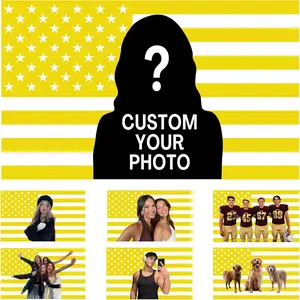 Custom Pink American Flag with Picture, Personalized USA Flag Design Your Own Image Logo Photo Text, Funny Wall Tapestry for Room Decor, Single-Sided Image Tapestry for Bedroom or Indoor Display (Yellow)
