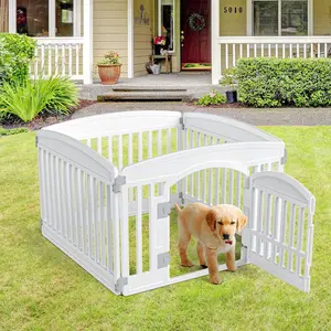 Pet Playpen for Dogs Heavy Plastic Puppy Exercise Pen Indoor Outdoor Small Pets Fence Puppies Folding Cage 6 Panels for Puppies and Small Dogs House Supplies White 6*Panel Dog Playpen Safe Secure Indoor Outdoor Pet Fence Folding Portable Ideal for Small