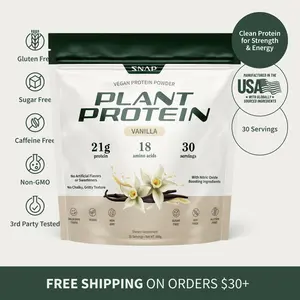 Snap Supplements - Plant Protein Powder - 30 Servings - Natural Supplement - Vanilla Flavor Snap Supplements - Plant Protein Powder - 30 Servings - Natural Supplement - Vanilla Flavor