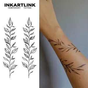 INKARTLINK Tattoo Tech, 2 Sheets Semi-Permanent Temporary Tattoos ,Wreath,Adult Art Design,Lasts 1-2 Weeks, Waterproof, Realistic Look, No Adhesive, No Reflection,For Man And Woman,Ideal for Swimming, Party