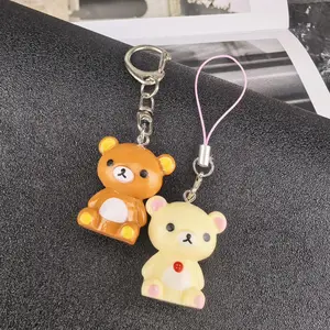 Kawaii Rilakkuma Easy Bear Keychains Lazybear Doll Bag Clothing Puller Phone Rope Keyrings Accessories Pendants Couple Gifts