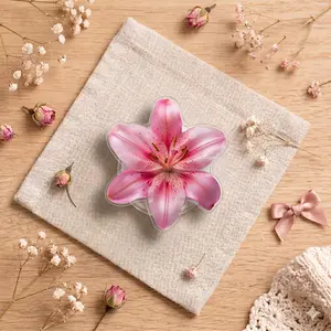 2D Pink Lily Flower Acrylic Phone Grip Stand, Cute Floral Phone Holder for iPhone & Android, Aesthetic Collapsible Phone Grip