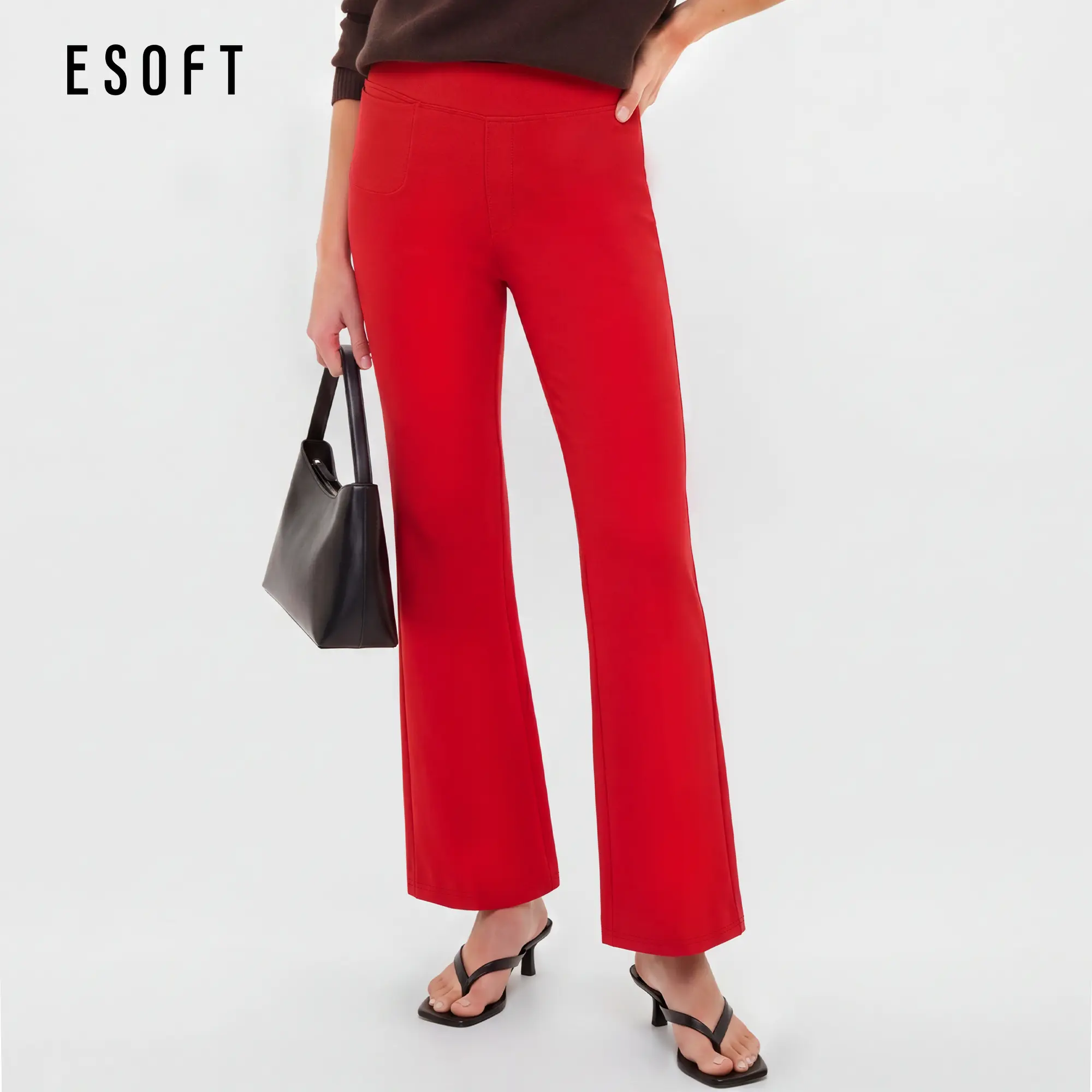 ESOFT Ponte Bootcut Work Pants, Pull On Wrinkle Free Dress Pants