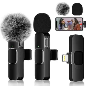 Car-mounted microphone, Professional Wireless Lavalier Microphone for iPhone, iPad, Android - 2 Pack Noise Canceling Crystal Clear Recording, Live Streaming