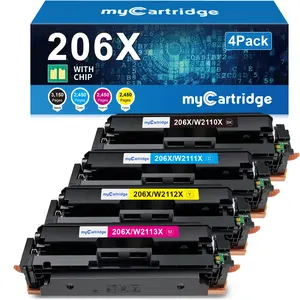 myCartridge Compatible HP 206X / W2110X Toner Cartridges With Chip 4-Pack (Black, Cyan, Yellow, Magenta) | BK 3,150 Pages, C/M/Y 2,450 Pages Each