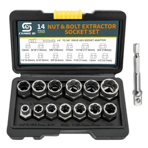 Nut & Bolt Extractor Socket Kit, Impact Sockets Set, Impact Bolt & Nut Remover Set, Nut Remover Kit Set, Drive Hex Socket Adapter & Iron Bar