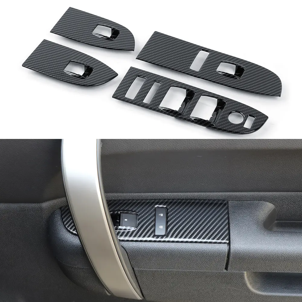 4-Piece Self-Adhesive ABS Plastic Car Interior Window Lift Switch Cover Trim Kit, Car Interior Kit, Vehicle Accessories, Auto Parts Accessories with Clean Finish for 2007-2013 Chevy Silverado/GMC Sierra Switch Protection