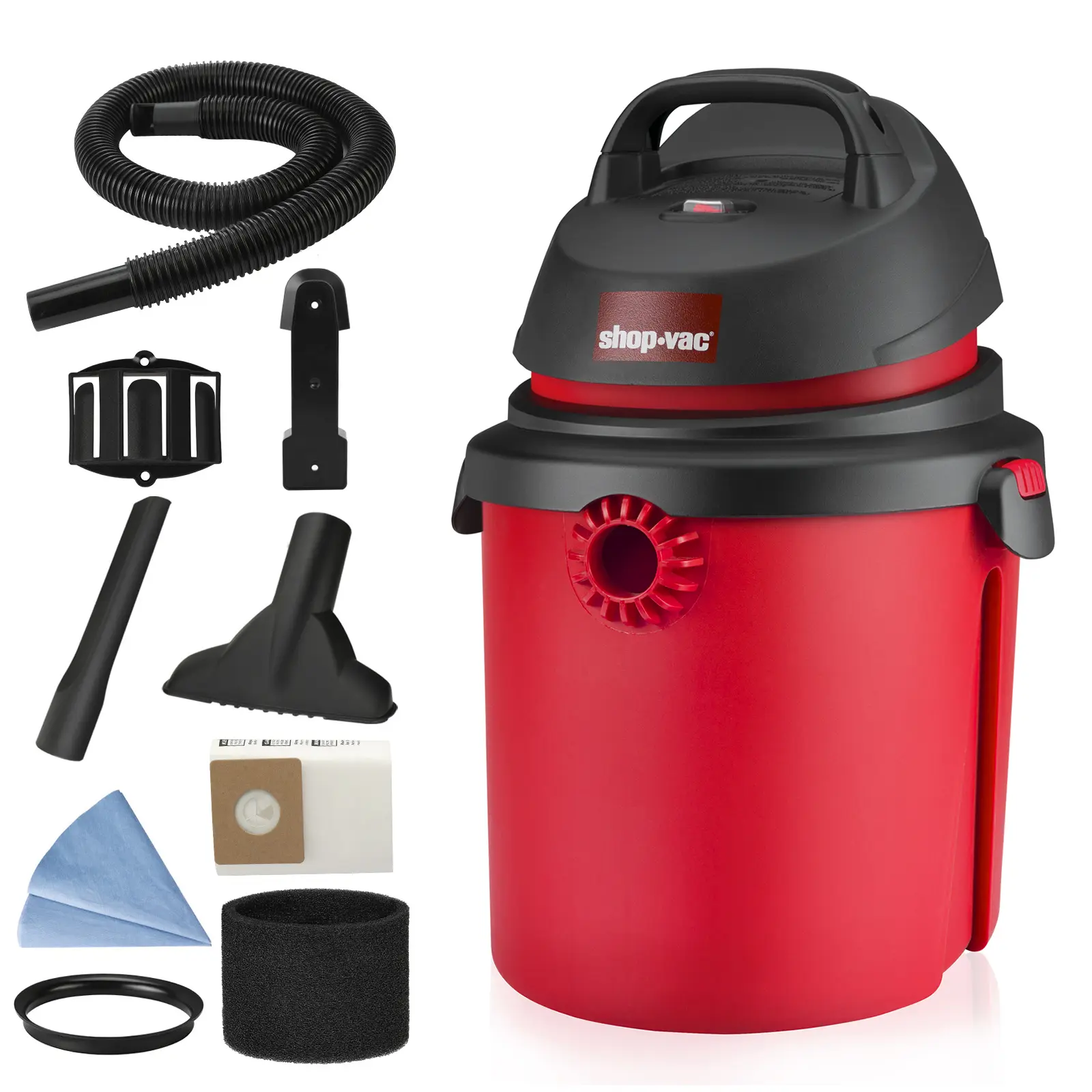 #summersale Shop-Vac 4 Gallon 4.0 Peak HP Wet/Dry Vacuum, Portable Compact Shop Vacuum with Tool Holder, Wall Bracket & Attachments, Ideal for Home, Jobsite, Garage, Car & Workshop