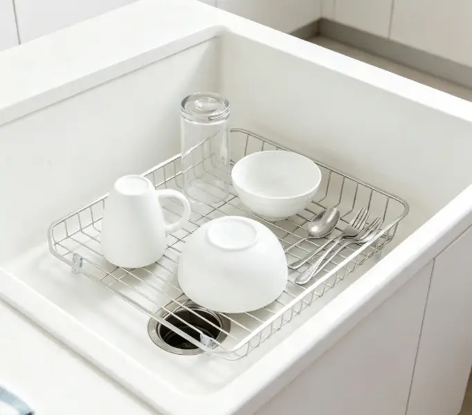Silver Wire Sink Mat 12.5" x 10.5", Stainless Steel Sink Grid Protector with Non-Slip Feet, Rust Resistant Dish Drying Rack for Single Basin Kitchen Sink