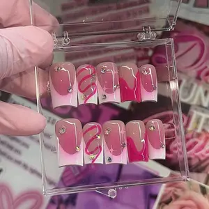 White and pink Press on Nails | press ons | French tip nails | pink nails | acrylic nails | affordable nail| summer nails | aura nails