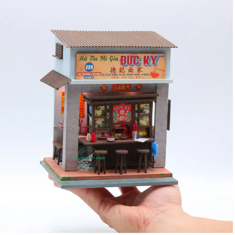 Vintage Vietnamese Noodle Shop DIY Kit Mô Hình Sài Gòn Thu Nhỏ-Hủ Tiếu Mì Gia
